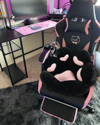MOONBEEKI Cat Paw Cushion Chair Comfy Kawaii Plush Seat Cushions Shape Lazy Pillow for Gamer Chair 28"x 24" Cozy Floor Cute Seat Kawaii for Girl Worker Gift, Dining Room Bedroom Decorate Black