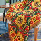 Red Sunflower Throw Blanket with Fringe Boho Throw Blankets Recliner Chair Couch Sofa Cover Woven Reversible Cotton Bohemian Tapestry Hippie Room Home Decor Double Side 50"x70"