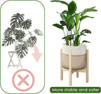 Flower Pot Rattan Plant Stand Planter with Stand, Tall Indoor Boho Woven Wicker Storage Basket with Adjustable Wood Shelf (White & Brown)