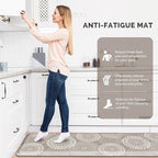 LuxStep Kitchen Mat Waterproof Kitchen Rugs for Floor Cushioned Anti-Fatigue Mat Non-Slip Standing Desk Mat Comfort Floor Mats for House Sink Office 17.3" x 60" Khaki