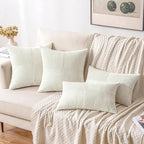 MIULEE White Decorative Throw Pillow Covers 20x20 Inch for Couch Bed Sofa Pack of 2 Boho Farmhouse Throw Pillows Soft Cross Corduroy Patchwork Textured Cushion Cases