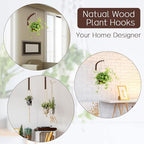 Juexica 4 Pcs Plant Hanger Wooden, 8 Inch Hanging Plant Hooks for Indoors and Outdoor, Wall Mounted Hanging Hook Brackets for Planters Lanterns Wind Chimes and Bird Feeders Patio Decor(Coffee Color)