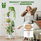 TOSKING 5 Tier Metal Anti-Tip Plant Stand indoor, Wide Base for Pots, Child and Pet Friendly ,Heavy Duty Plant Shelf , Corner Shelf, Flower Pot Stand for Multiple Plants, Indoor Plants Tiered Stand for Living Room Balcony Garden Patio Bedroom (White an...