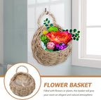 DOITOOL Rattan Woven Hanging Basket: 2PCS Wicker Wall Planter Woven Hanging Storage Basket Wall Flower Holders Indoor Outdoor Bohemia Planter