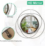 Circle Mirror for Wall with Iron Metal Wire Frame Wall-Mounted Mirror for Home Decor Living Room Bedroom Bathroom Entryway Large Brass 24" x 24"