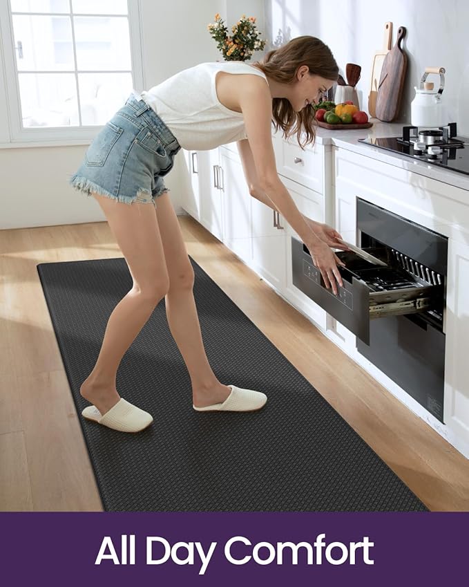 DEXI Kitchen Floor Mats Cushioned Anti Fatigue, 23x86, Large Long Standing Runner Rug Waterproof, Comfort Memory Foam Padded for Front Sink Laundry, Black