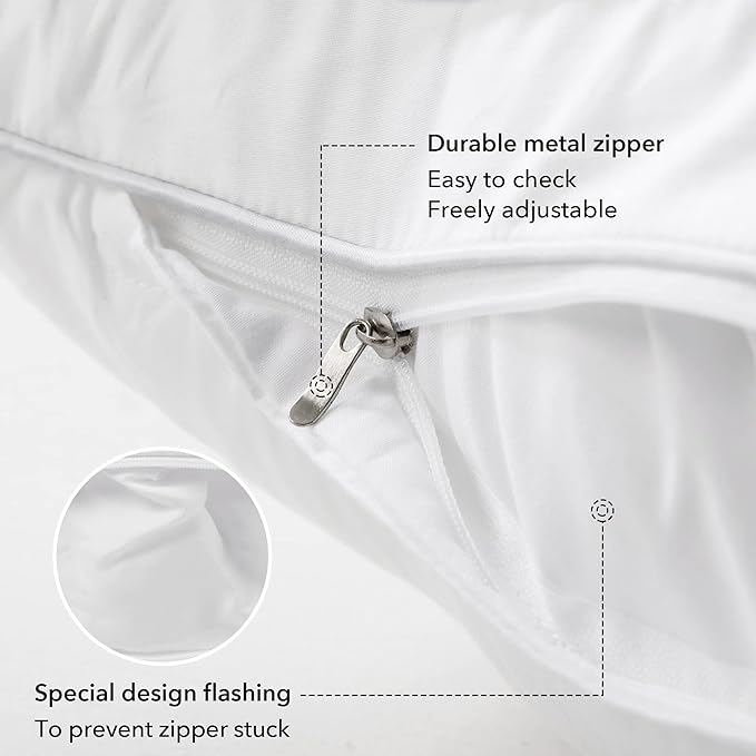FAVRIQ 24 x 24 Pillow Inserts - 24 Inch Decorative Square Sofa Throw Pillow with 100% Cotton Cover - White Pack of 2