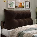 WOWMAX 80% Cotton & 20% Linen Blend Headboard Pillow – Full Size Reading Wedge Backrest for Bed, Handmade Firm Support Bolster Cushion with Removable Cover, Premium Bed Rest Pillow, Brown