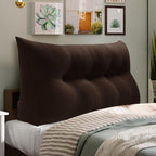 WOWMAX 80% Cotton & 20% Linen Blend Headboard Pillow – Full Size Reading Wedge Backrest for Bed, Handmade Firm Support Bolster Cushion with Removable Cover, Premium Bed Rest Pillow, Brown