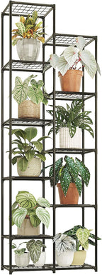Bamworld Plant Stand Indoor Outdoor 11 Tire Tall Large Metal Plant Shelf Multi Tier Flower Stands Garden Shelves Wooden Plant Display Holder Rack for Living Room Corner