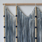 Jakalin Macrame Wall Hanging Blue dip dye Handcrafted Decorative Art for Living Room Bedroom or Office Boho Chic Modern Wall Decor with Unique Beadwork 57" W × 43" L