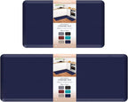 HappyTrends 2 PCS Kitchen Mat Cushioned Anti-Fatigue Floor Mat, Heavy Duty Ergonomic Comfort Foam Standing Mat, Waterproof Non-Slip Kitchen Rugs for Home, Office(17.3"x28"+17.3"x47",Navy)