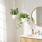 Dahey Macrame Plant Hanger Set of 3 and 2 with Hooks Indoor Hanging Planter Basket 35"/29"/23" Handmade Woven Cotton Rope Flower Plant Holder for Boho Home Decor