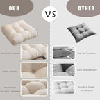 Large Sitting Pillow Set of 2, Floor Pillows Cushions for Adults, Thick Square Yoga Pillows with Tufted Cover for Bedroom Dorm Bay Window, Beige 18x18 in