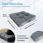 Meditation Floor Pillow Memory Foam Floor Cushions for Adults 22x22+4” Thicken Floor Sitting Large Square Pillows Seating Tufted Corduroy Seat Cushions Machine Washable for Yoga Living Room