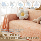 ROOMLIFE Orange Couch Cover Boho Sofa Covers for 3 Cushion Couch Washable, Furniture Protector Sofa Couch Cover for Dogs, Soft Breathable Sofa Slipcover, Couch Throw Blankets with Tassels 71''X134''