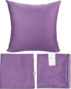 Thmyo 4-Pack 100% Cotton Comfortable Solid Decorative Throw Pillow Case, Square Cushion Cover Pillowcase Sublimation Blank Pillow Covers DIY Throw Pillowcase for Sofa(18x18 inch/ 45x45cm,Purple)
