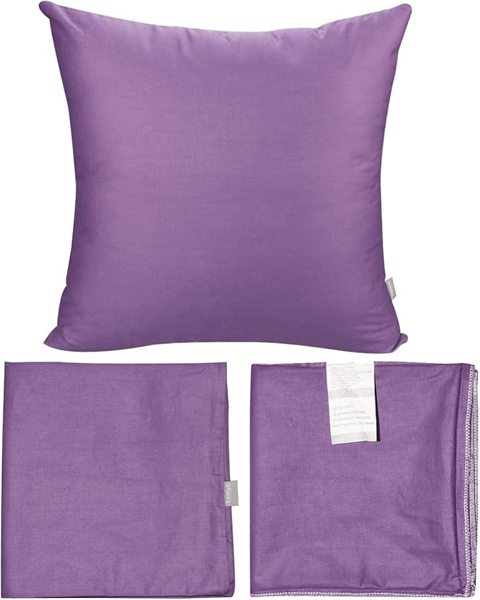 Thmyo 4-Pack 100% Cotton Comfortable Solid Decorative Throw Pillow Case, Square Cushion Cover Pillowcase Sublimation Blank Pillow Covers DIY Throw Pillowcase for Sofa(22x22 inch/ 55x55cm,Purple)