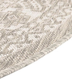 Rugs.com Outdoor Aztec Collection Rug – 13 Ft Round Light Gray Flatweave-Pile Rug Perfect for Kitchens, Dining Rooms