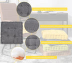 ChezMax Floor Pillow & Cushion, Large Meditation Chair Cushions, Thick Square Seat Pad, Soft Velvet Tufted Seating Pouf for Indoor/Outdoor Yoga Bench Rocking Chair Room Tatami Sofa, Grey 16"x16"