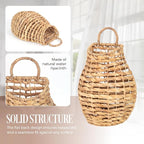 Natural Handwoven Wall Hanging Water Hyacinth Basket for Front Door Flowers & Home Decor – Handwoven Wicker Wall Baskets with Loop Handle – Decorative Organizer for Entryway Mail, and Seasonal Display