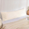 Nanko Body Pillow Case Cover 1 Pack 20x54 with Zipper, Beige Tufted Jacquard Boho Soft Shabby Chic Microfiber Long Decorative Pillow Covers/Pillow Shams, Comfortable Body Pillowcase for Women Men
