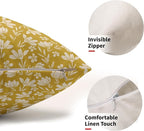 Yellow Pillow Covers 12x20 Set of 2 Vintage Floral Rustic Old Style Cute Flower Print Rectangle Decorative Outdoor Pillowcases Seasonal Farmhouse Throw Cushion Case Couch Sofa Bed Decor