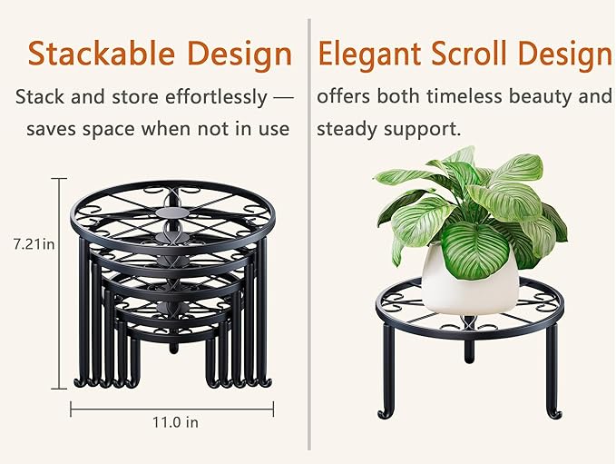 5 Pack Metal Outdoor Plant Stand Heavy Duty Plant Pot Stands for Indoor and Outdoor Round Flower Pot Support Rack for Multiple Display Pot Rack