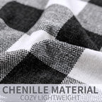 RECYCO Buffalo Paid Chenille Throw Blanket for Couch, Soft Cozy Decorative Buffalo Check Blanket Throw with Tassels for Bed Sofa, Lightweight Chenille Knitted Throw, Plaid Black Off White, 50'' x 60''