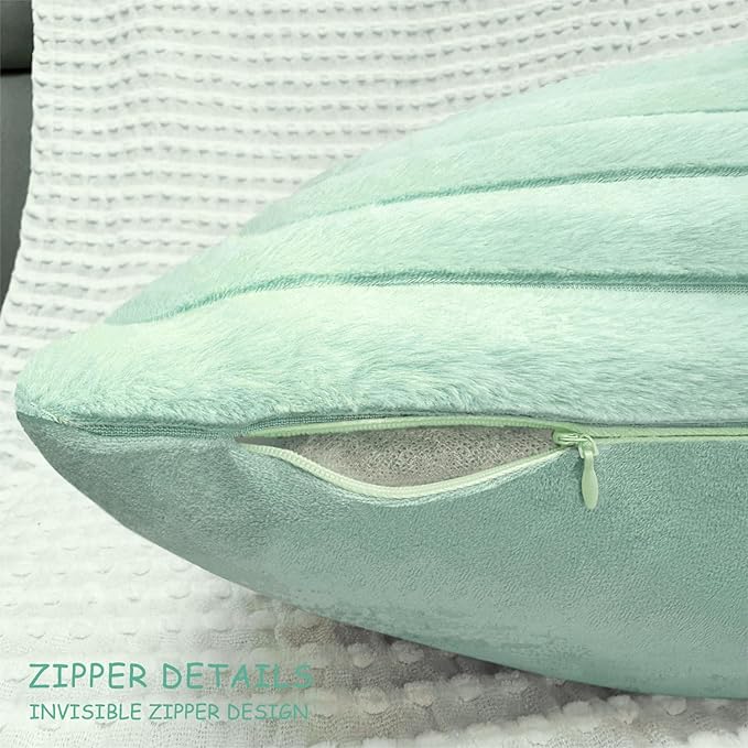2 Pack 16x16 Pillow Cover Velvet Pillow Covers, Faux Fur Square Throw Pillow Covers for Living Room Decorations Throw Pillow Case, Throw Pillow Cover Cushion Cover for Sofa Bedroom Car, Sage Green