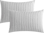 JELLYMONI Pillowcases Standard Size Light Grey 2 Pack Boho Striped Bed Pillow Covers 20x26in Polyester Envelope Pillow Shams Tufted Bohemian Textured (Pillows are not Included)
