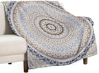 Mandala Throw Blanket Retro Eastern Backdrop Swirled Cosmic Lotus Yoga Boho Artwork Blanket for Sofa Bed Couch Chair Or Dorm 50"x60"