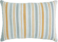 Indigo Ink - Decorative Pillow, Woven Stripe Decorative Pillow, Throw Pillows for Couch or Bed, Boho Home Decor, 14" x 20" (White Denim Collection, Grey/Yellow)