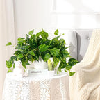 Waipfaru Fake Plants Artificial Plants Indoor, Realistic Artificial Hanging Fake Pothos with Plastic Pots, Faux Pothos for Home Shelf Bathroom Kitchen Office Indoor Outdoor Decor