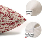 Red Floral Pillow Covers 12x20 Set of 2 Vintage Rustic Old Style Cute Small Flower Cream Print Rectangle Decorative Outdoor Pillowcases Fall Farmhouse Throw Cushion Case Couch Sofa Bed Decor