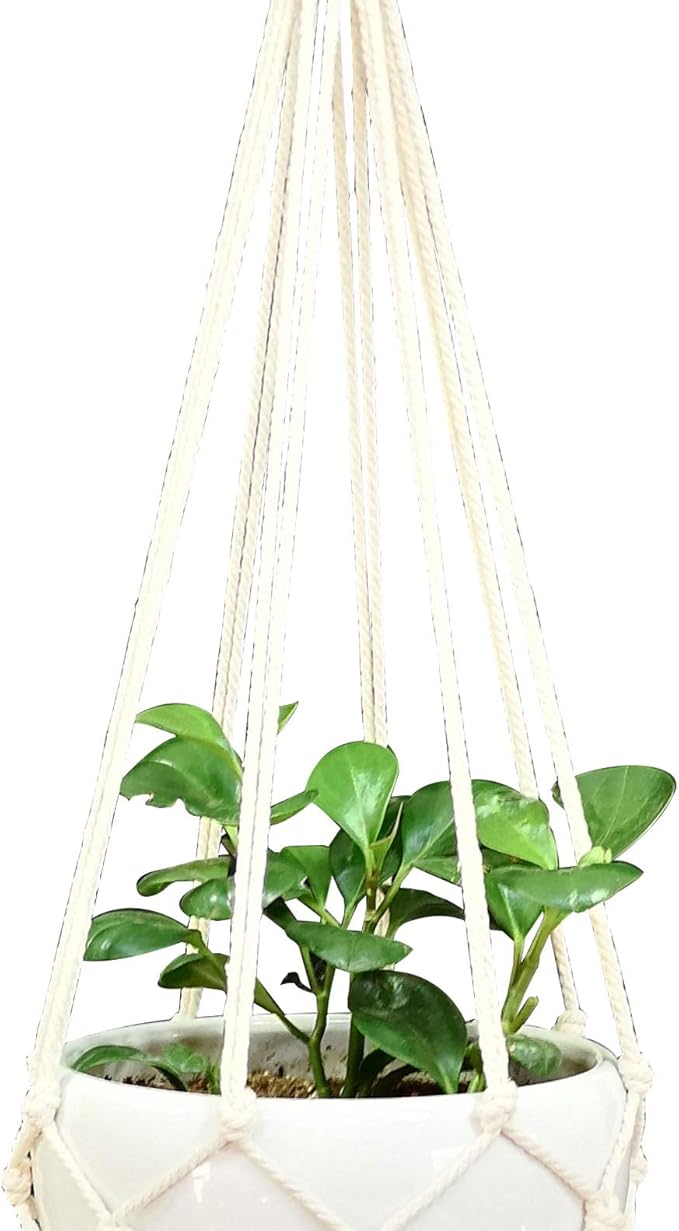 Macrame Plant Hanger Hanging Planter Hanging Net Basket Cotton Rope 52 Inch for 10 inch Pot, Pot and Plant Excluded (Beige)