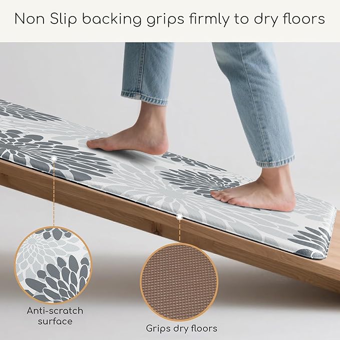 MAYHMYO Kitchen Mats for Floor - Kitchen Anti Fatigue Mat Set of 2 - Non Slip Cushioned Rugs for Standing