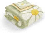 Snuggle Sac Spring Flower Throw Blanket for Couch, Fuzzy Microfiber Warm Winter Floral Blankets, Cute Throws for Girls Daughter Gifts, Flower Sage Green, 50x60 inches
