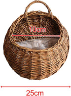 Woven Flower Basket, Pure Handmade Rattan Flower Pots with Handle, Easy Hanging, Wall Storage Woven Baskets, Wall Storage Basket for Garden Outdoor, Medium
