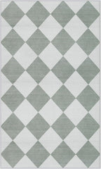 Beeiva Checkered Print 3x5 Washable Rug for Entryway, Non Slip Soft Small Bedroom Rug 3x5 Ultra Thin Moroccan Bathrooom Decor, Gingham Plaid Carpet for Laundry Entry Kitchen Nursery (Green/White)