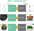 4 Pack 8 Inch Self Watering Hanging Planters for Indoor Outdoor Plants，Hanging Pots for Plants with Drainage Removable Tray, Hanging Baskets Flower Pots for Pothos Spider Garden Black with Brown
