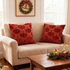 Fall Pumpkin Decorative Throw Pillow Covers 22x22 Set of 2 Pillow Covers, Faux Fur Square Pillow Cover Fluffy Plush Accent Throw Pillow Case, Throw Pillow Cover Cushion Cover for Autumn, Rust Red