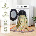 MSGKV Boho Throw Blanket 90"x90" Floral 100% Cotton Blanket with Flower and Butterfly for Bed Spring Breathable Lightweight Farmhouse Queen Blankets Home Decor Muslin