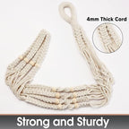 43 Inches Macrame Planter Hanger Large for 12 inch Pot + Swag Hook (Extra Long & Big) | Large Hanging Planter for Indoor Plants | No Tassel, Cotton Rope, NO Pot/Plant Included (Beige)(XL)