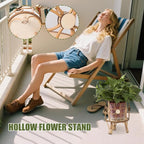 Rattan Plant Stand - 28x21x20cm, ABS Wood, Natural Brown, Hollow Stool Shelf, Pot Holder, Rustic Display Rack | Indoor Outdoor Boho Style Balcony Patio Living Room Decorative Flower Stand