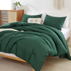 ROSGONIA Oversized King Comforter Dark Emerald Green, 3pcs (1 Boho Comforter & 2 Pillowcases), Lightweight Oversized King Size Comforter Sets Bedding