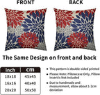 4th of July Pillow Covers 18X18 Inch Set of 2, Patriotic Blue Red Grey Modern Dahlia Floral Print Holiday Decorative Throw Pillow Covers Outdoor Farmhouse Cushion Case for Couch Sofa Bed Decor