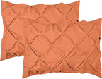Elegant Comfort 2-Pack Sham Set Pinch Pleat Design, 1500 Premium Hotel Quality Microfiber, Stylish Design-Easy Care, Wrinkle and Stain Resistant, 2-Piece Sham Set, Pleated Standard/Queen, Coral