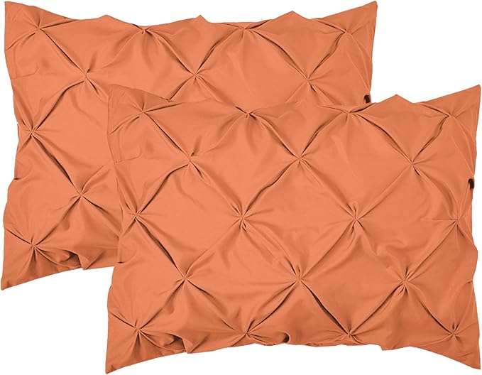 Elegant Comfort 2-Pack Sham Set Pinch Pleat Design, 1500 Premium Hotel Quality Microfiber, Stylish Design-Easy Care, Wrinkle and Stain Resistant, 2-Piece Sham Set, Pleated Standard/Queen, Coral