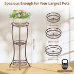 LASZOLA Bronze 3 Tier Tall Plant Stand for Indoor Outdoor, Large Multiple Level Flower Planter Holder Organizer Rack for Patio Office Bathroom Corner Floor, Sturdy Heavy Duty Metal, Vertical Display